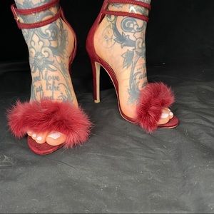 Fur Strap Clear Ankle Strap Sandal